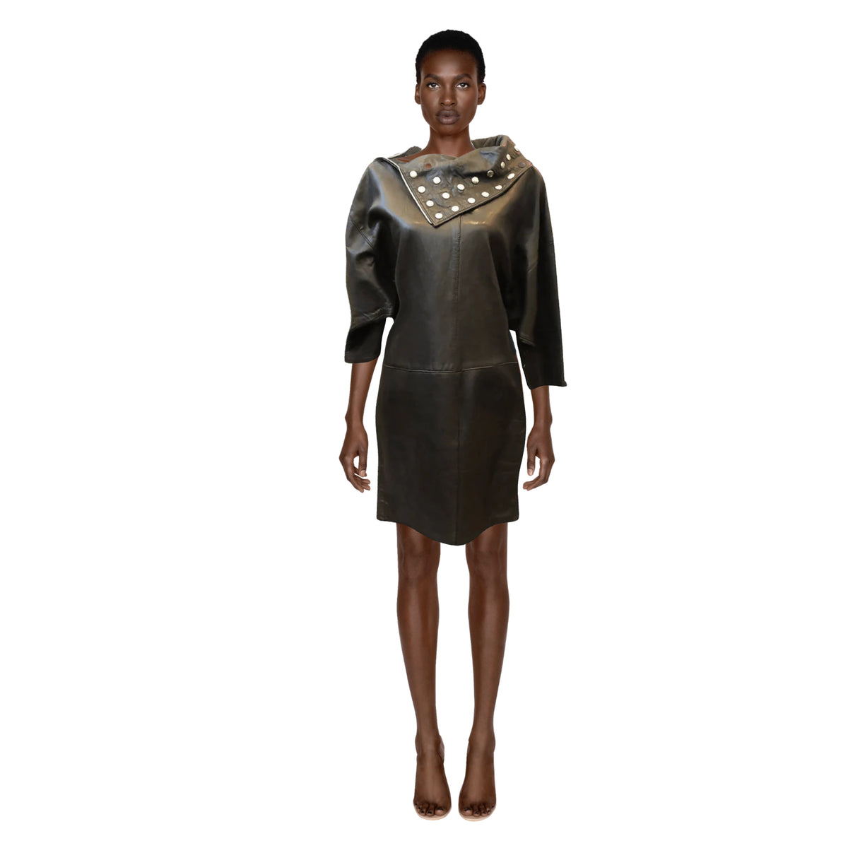 Studded Leather Dress 1980's | Size L
