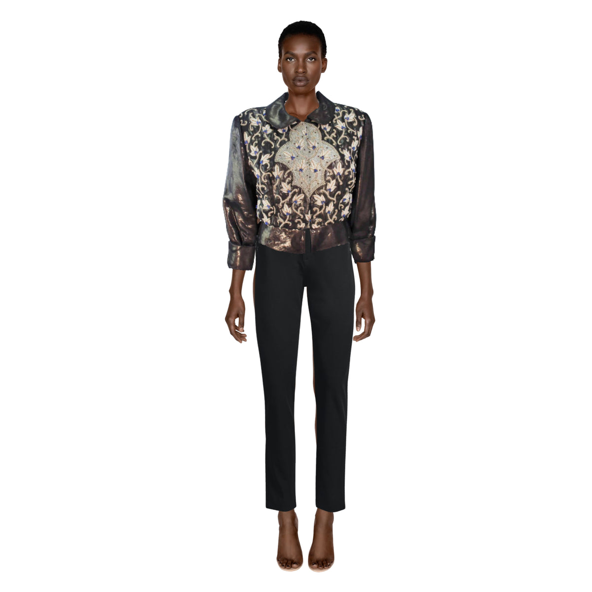GIORGIO ARMANI Bronze Jacket with Beaded Embroidery | Size EU 44