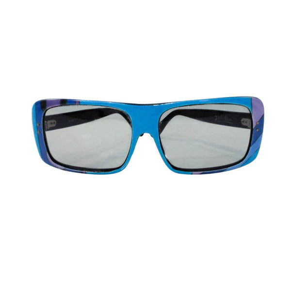 Pre-owned EMILIO PUCCI 1960s Blue Signature Print Sunglasses - theREMODA