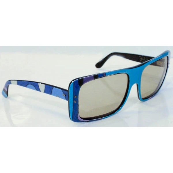 Pre-owned EMILIO PUCCI 1960s Blue Signature Print Sunglasses - theREMODA