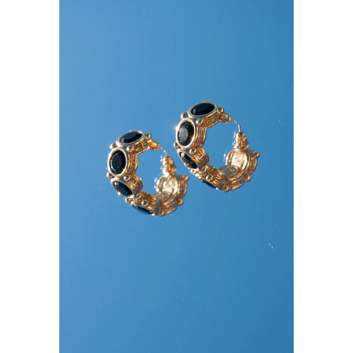 Pre-loved GIVENCHY Vintage 1980s Gold and Black Earrings - theREMODA