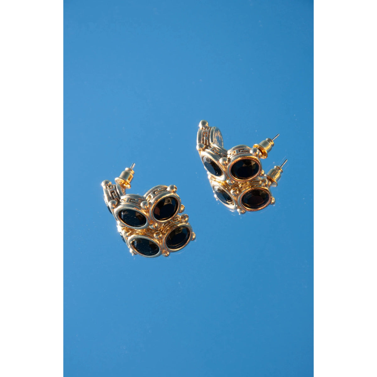 Pre-loved GIVENCHY Vintage 1980s Gold and Black Earrings - theREMODA