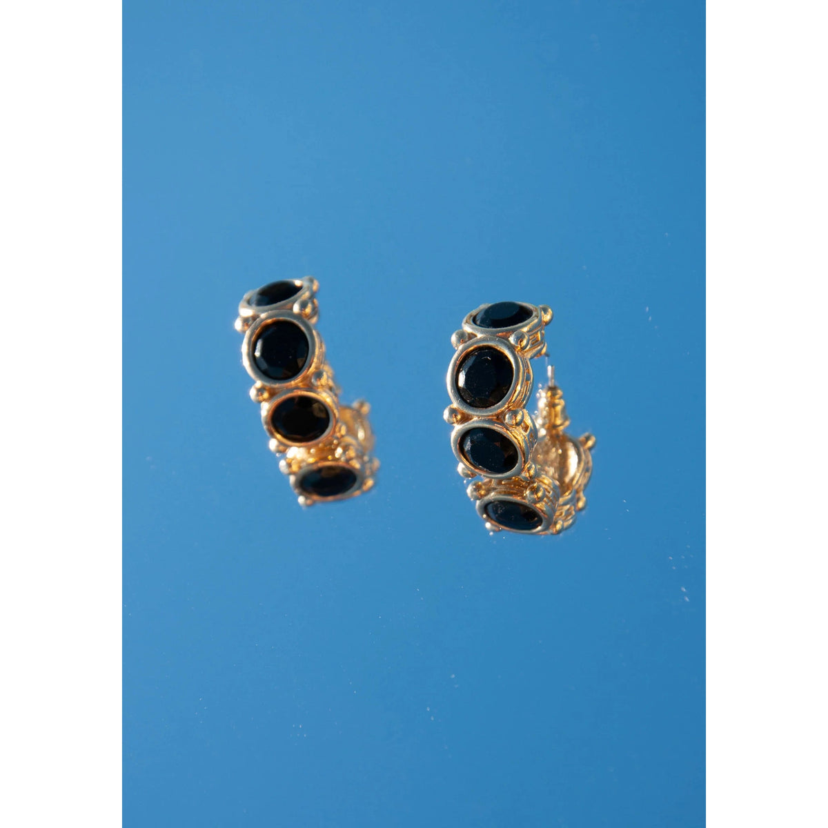 Pre-loved GIVENCHY Vintage 1980s Gold and Black Earrings - theREMODA