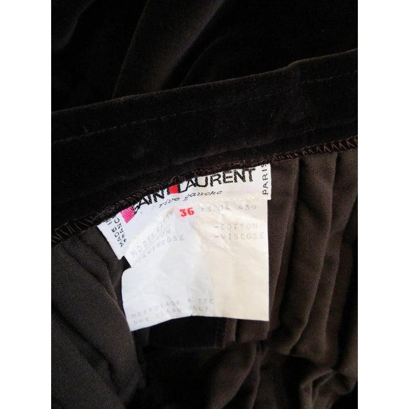 Pre-loved  YVES SAINT LAURENT Brown Velvet Pleated Flare Skirt - theREMODA