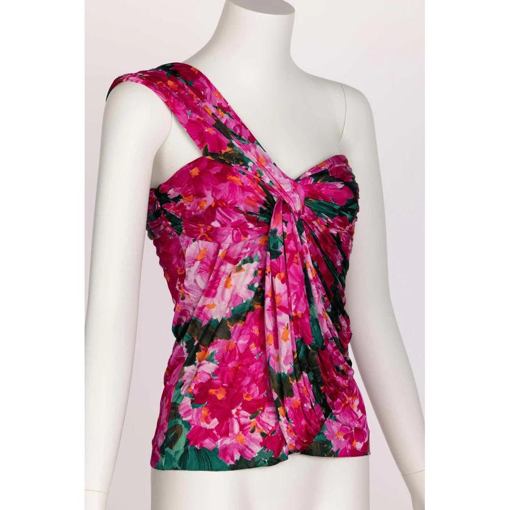 Pre-Owned BALENCIAGA Nicolas Ghesquière Floral Silk One Shoulder Top Spring 2008 - theREMODA