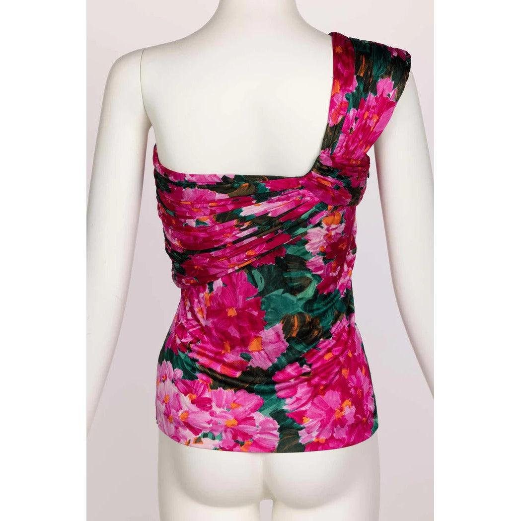 Pre-Owned BALENCIAGA Nicolas Ghesquière Floral Silk One Shoulder Top Spring 2008 - theREMODA