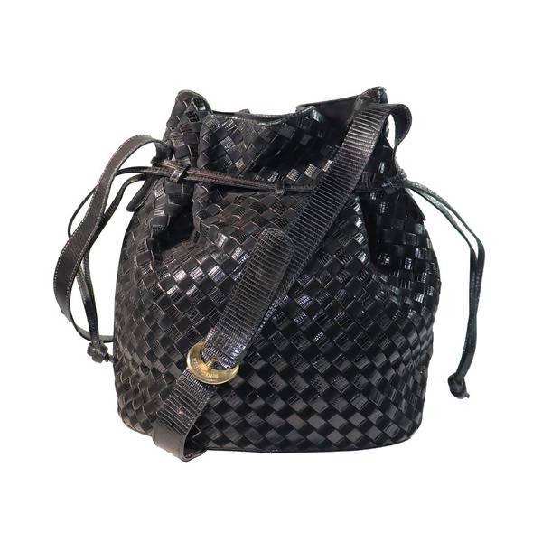 Black pre-owned Bottega Veneta intrecciato leather shoulder bag