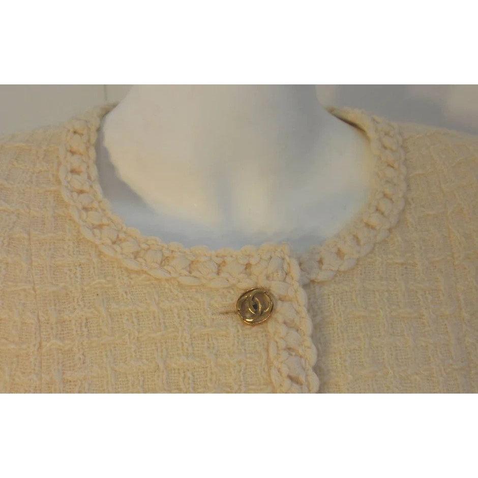 Pre-Owned CHANEL 1980s 2 pc Cream Wool Skirt Set | Size 44 - theREMODA