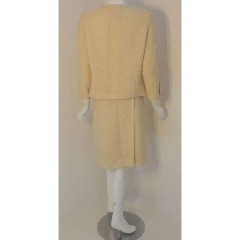 Pre-Owned CHANEL 1980s 2 pc Cream Wool Skirt Set | Size 44 - theREMODA