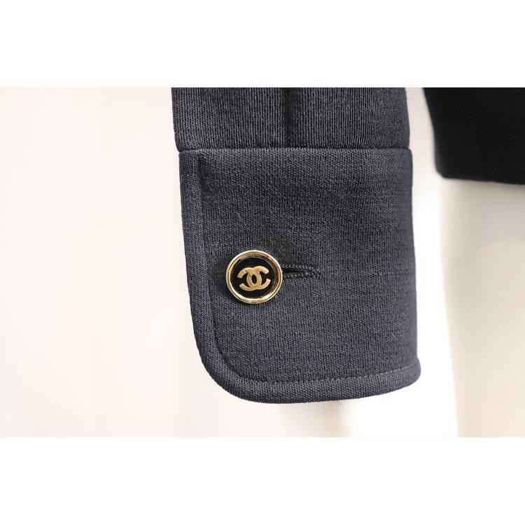 Pre-Owned CHANEL Navy Blue Double Knit Jacket and Skirt Set | Size EU 40 - theREMODA