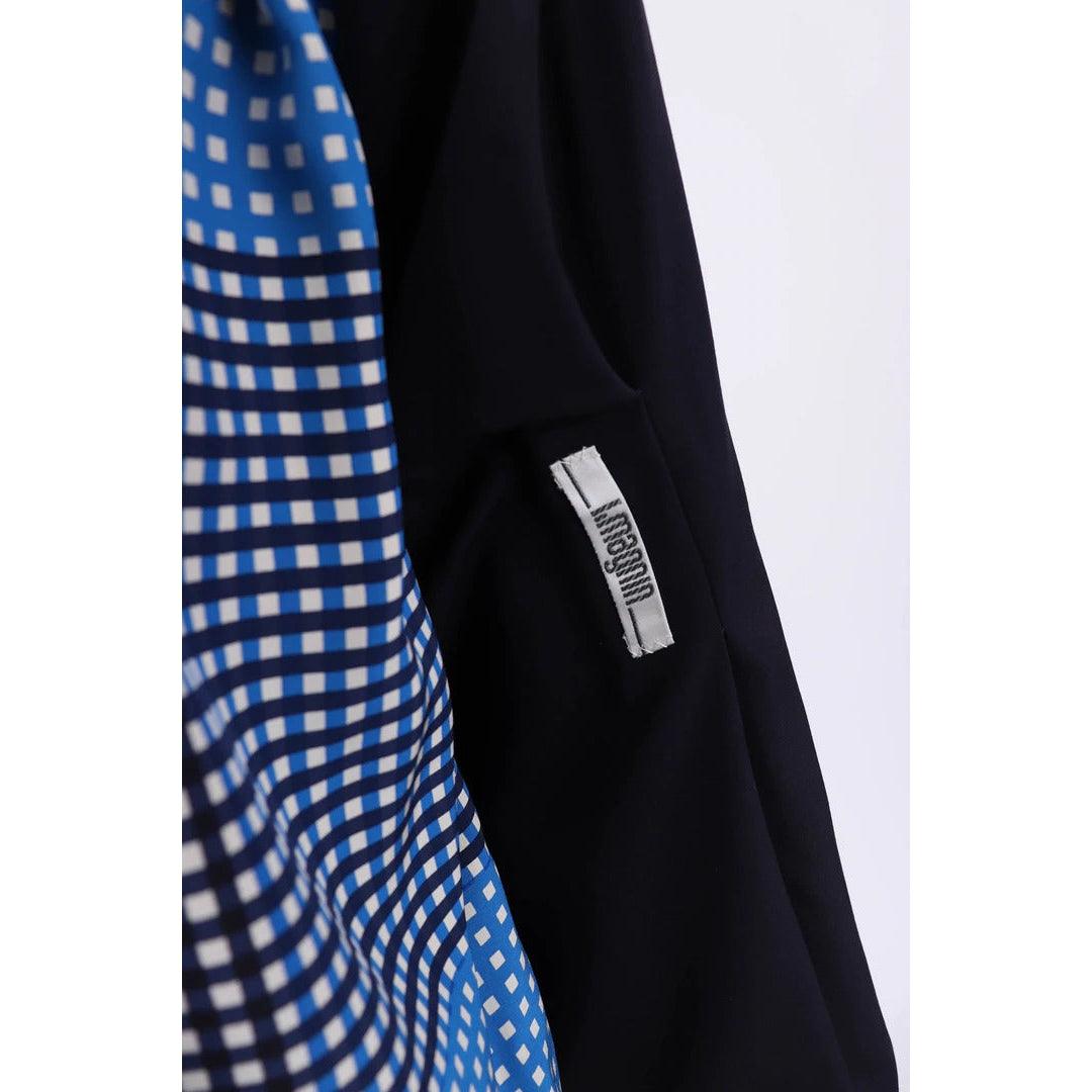 Pre-Owned GALANOS 1980's Black, Blue and White Check Patterned Silk Jacket |  L/XL - theREMODA