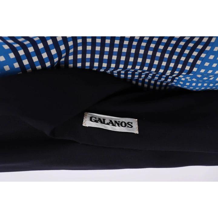 Pre-Owned GALANOS 1980's Black, Blue and White Check Patterned Silk Jacket |  L/XL - theREMODA