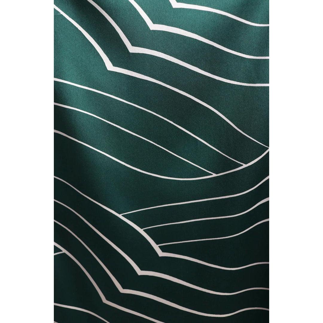 Pre-Owned GALANOS 1980's Emerald Green and White Striped Silk Satin Dress - theREMODA