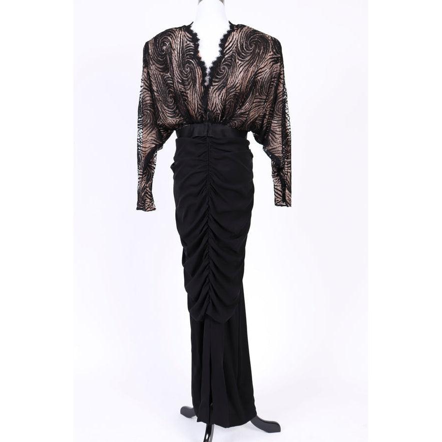 Pre-Owned GALANOS Black Laced Evening Gown - theREMODA