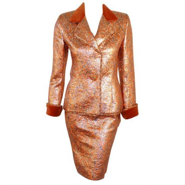 Pre-Owned GIVENCHY Copper Suit with Velvet Trim | Size 4 - theREMODA