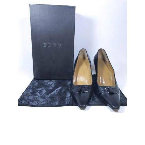 Pre-owned GUCCI Navy Blue Leather Heels | US 7 - EU 37 - theREMODA