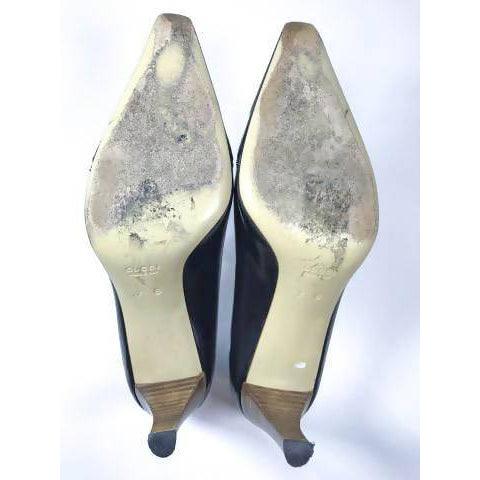 Pre-owned GUCCI Navy Blue Leather Heels | US 7 - EU 37 - theREMODA