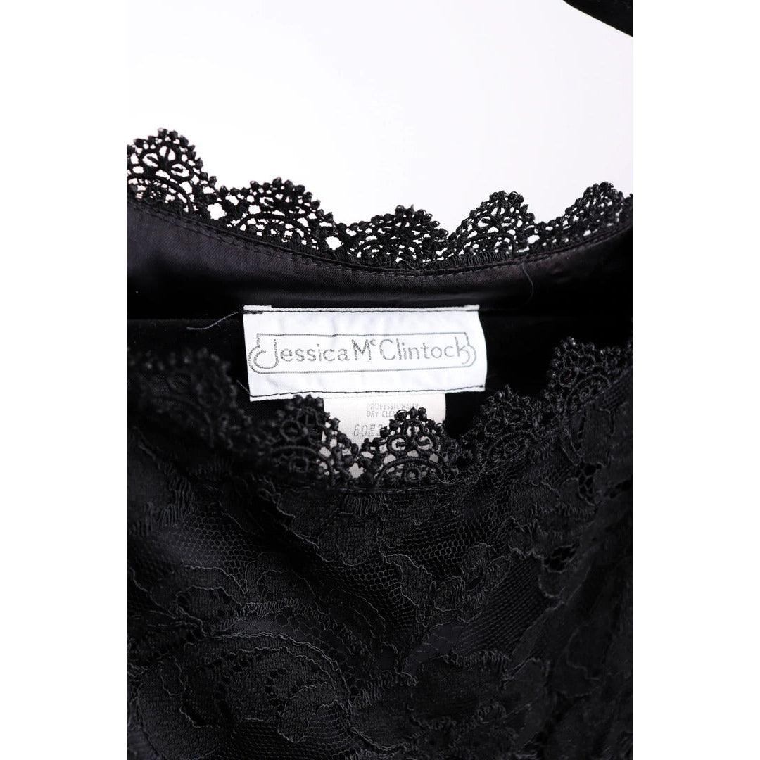 Pre-Owned JESSICA MCCLINTOCK 1980's Black Velvet Dress |  Size 12 - L/XL - theREMODA