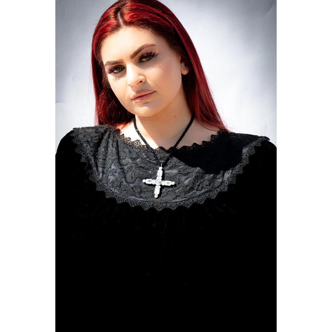 Pre-Owned JESSICA MCCLINTOCK 1980's Black Velvet Dress |  Size 12 - L/XL - theREMODA