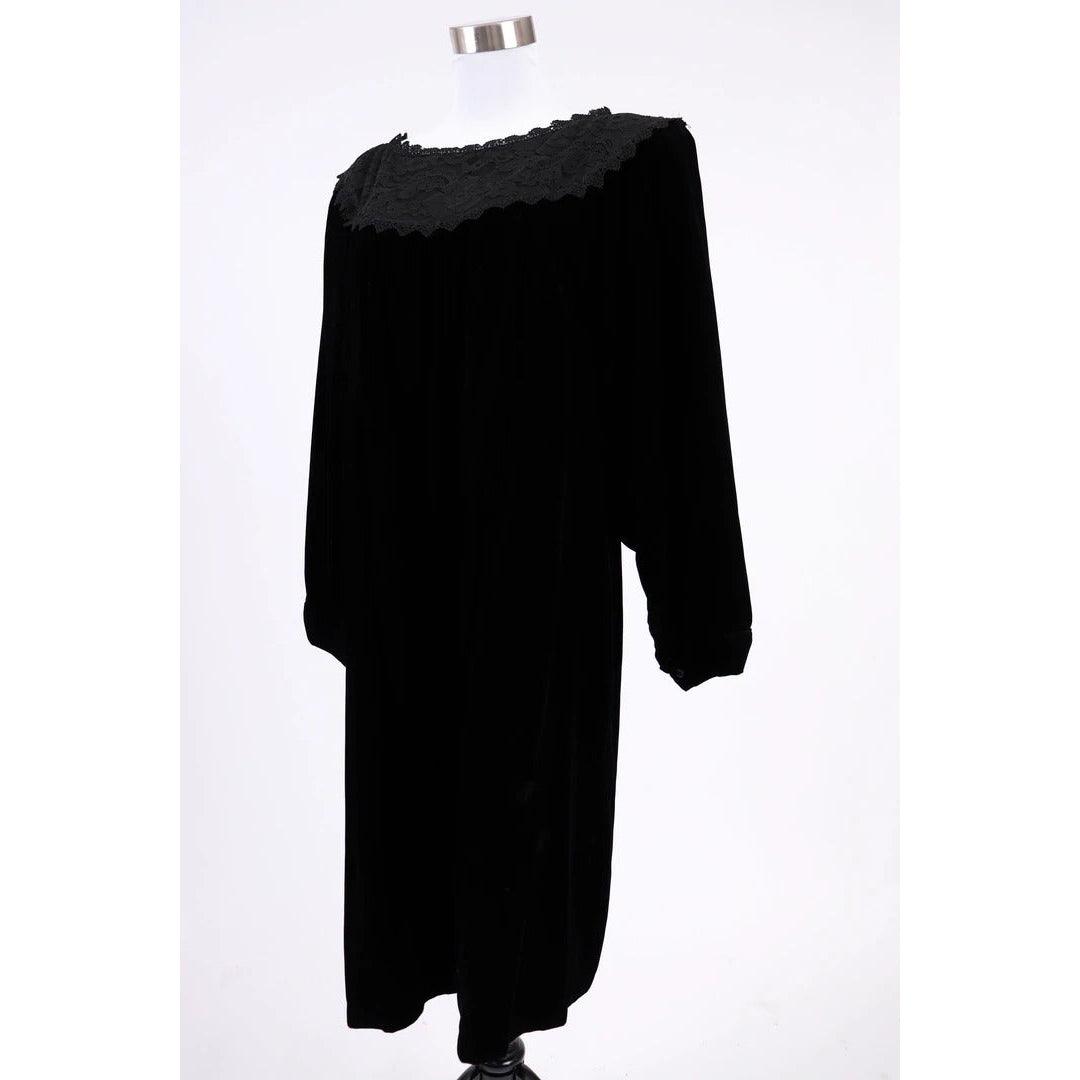 Pre-Owned JESSICA MCCLINTOCK 1980's Black Velvet Dress |  Size 12 - L/XL - theREMODA