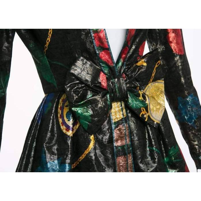Pre-Owned LEONARD PARIS Metallic Floral Silk Evening Dress Jacket | Size XS - theREMODA