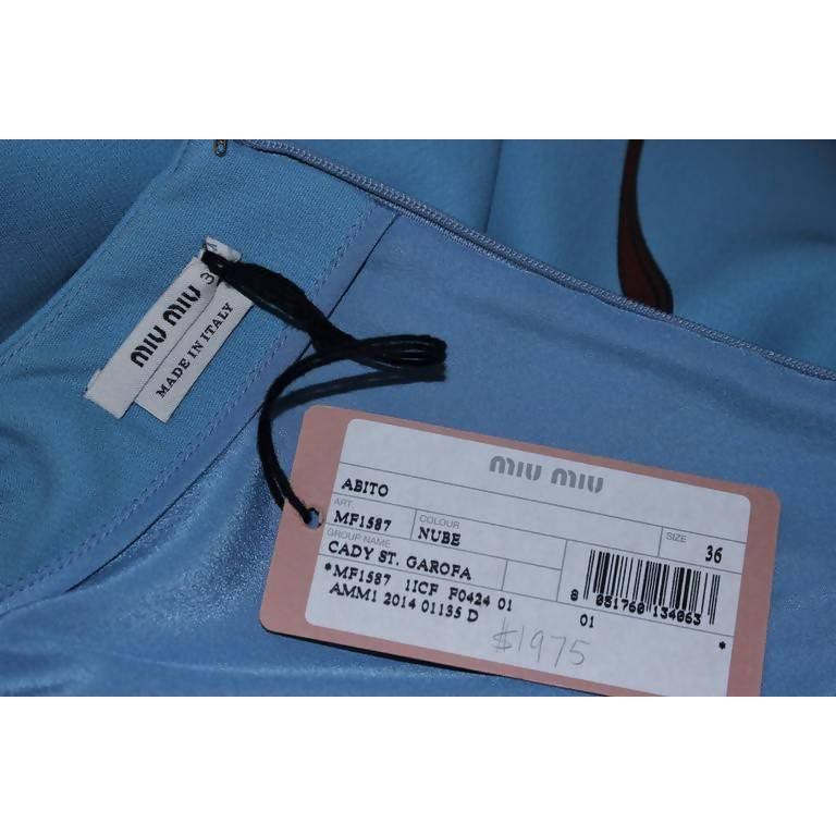 Pre-Owned MIU MIU Blue Shift Dress with Red Floral Print | Size 36 - theREMODA