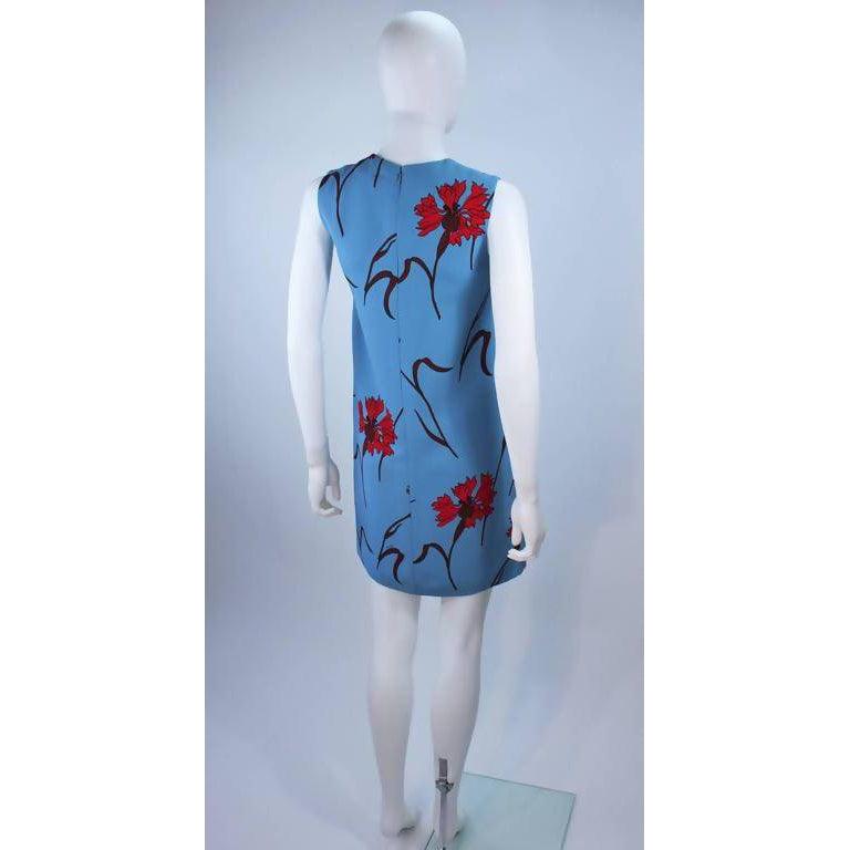 Pre-Owned MIU MIU Blue Shift Dress with Red Floral Print | Size 36 - theREMODA