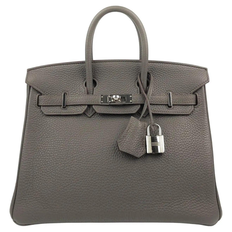 Pre-owned Rare HERMES Birkin 25 Etain Gray Togo Leather Bag - theREMODA