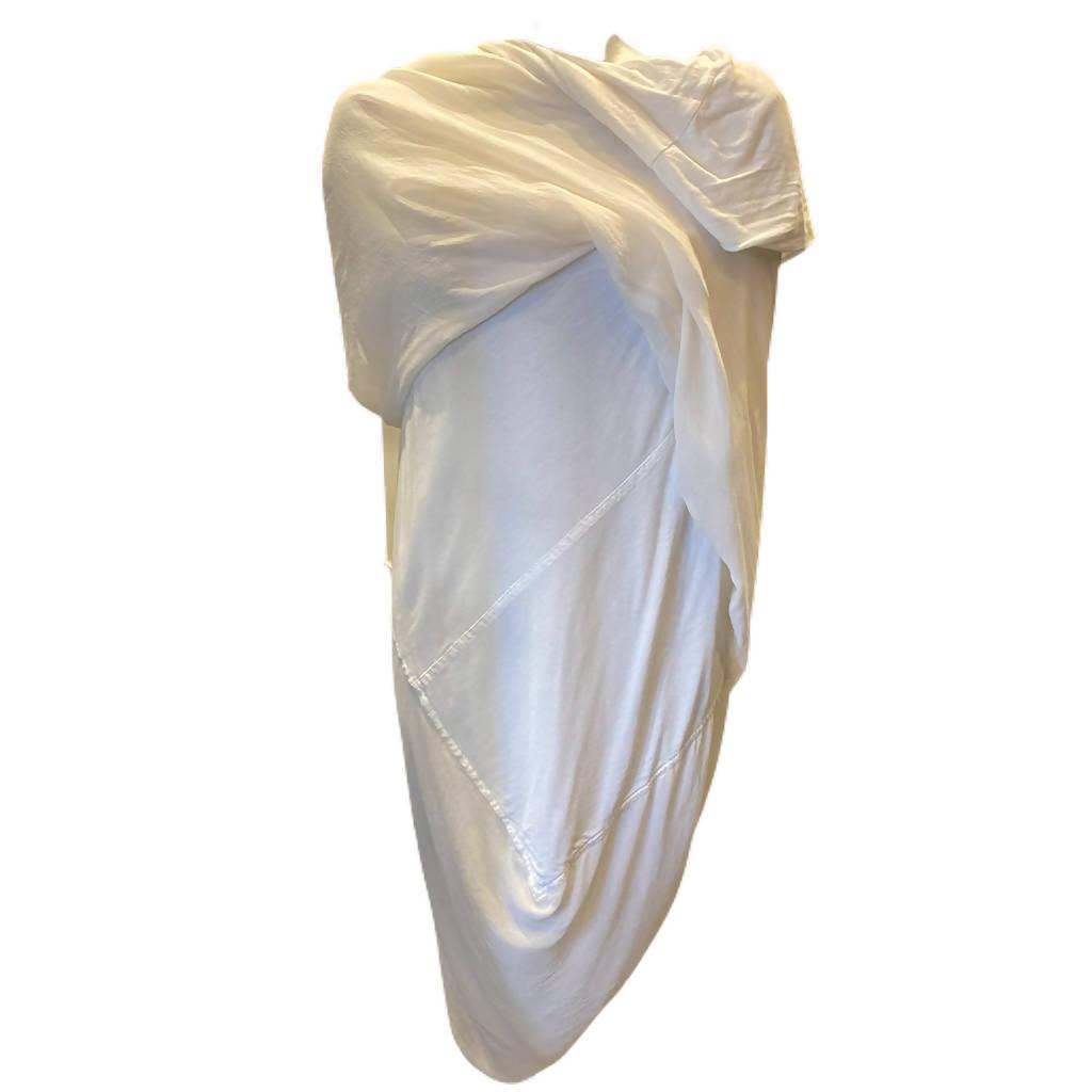 Pre-Owned RICK OWENS Cream Asymmetrical Silk and Cotton Dress | Size S - theREMODA