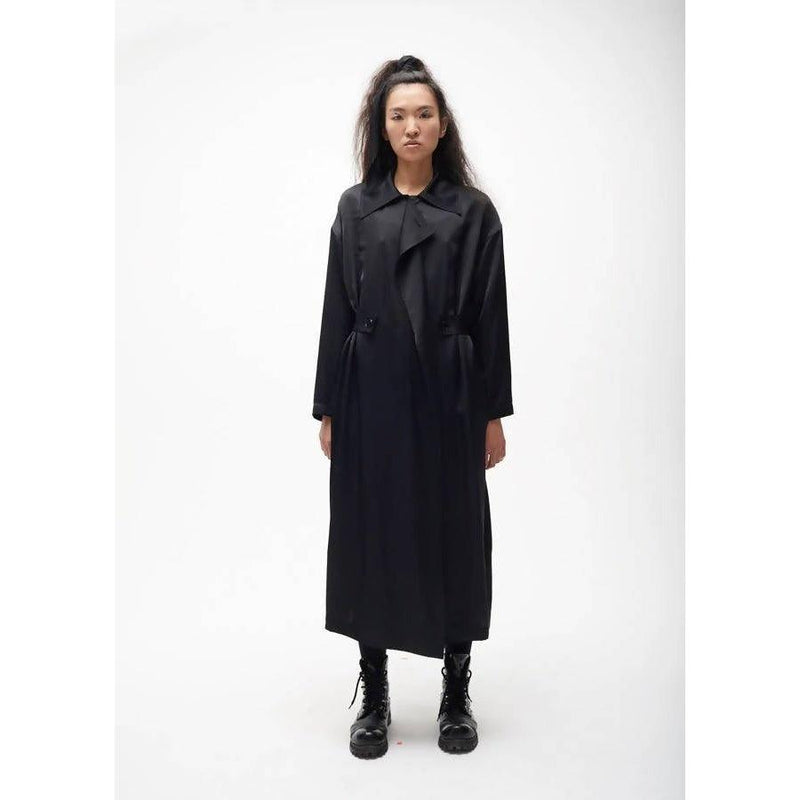 Pre-Owned SERGEY SOROKA x COURSE Long Black Belted Trench Coat | Size US 4 - theREMODA
