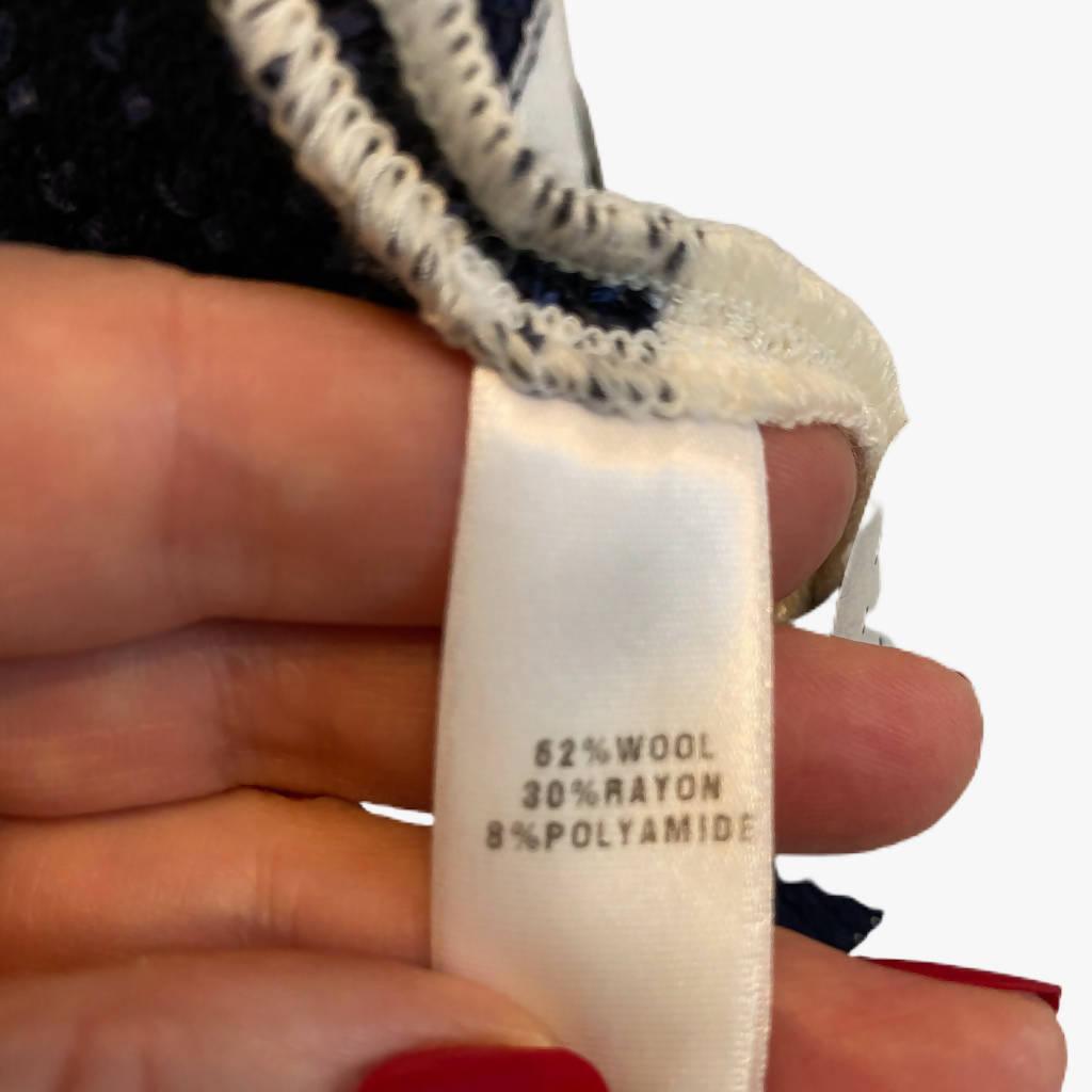 Pre-Owned ST. JOHN Cream and Navy Stripe Jacket with Flower Detail - theREMODA