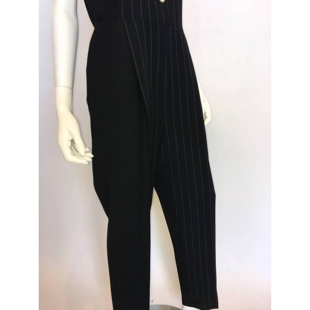 Pre-Owned VERSACE Black Pin-Striped Jumpsuit | EU 44 - US 12 - theREMODA