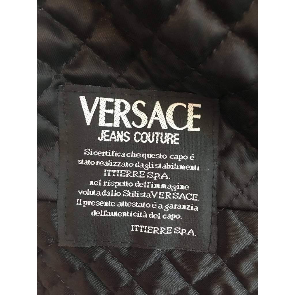Pre-Owned VERSACE Lizard Stamped Black Leather Jacket | Size S - theREMODA