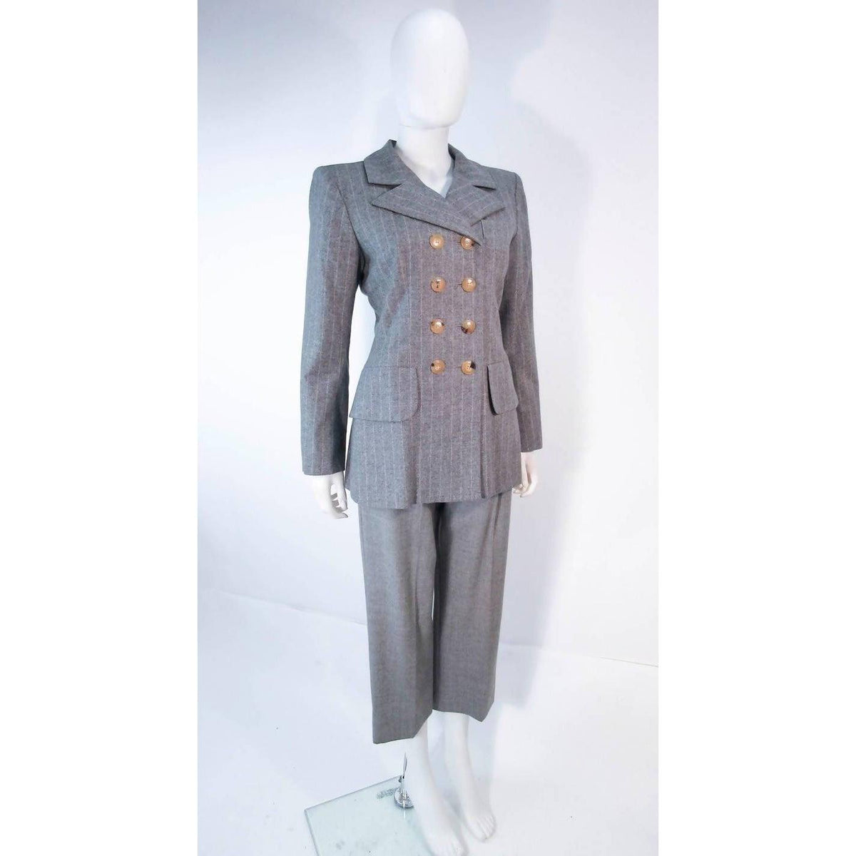 Pre-owned YVES SAINT LAURENT Grey Wool Trouser Set - theREMODA
