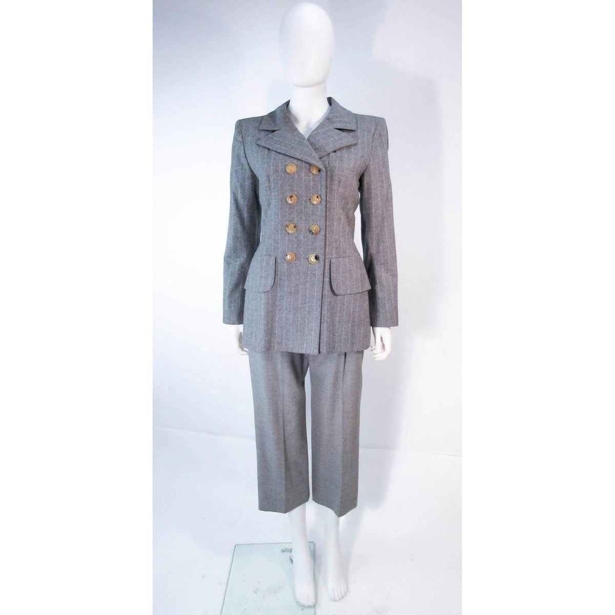 Pre-owned YVES SAINT LAURENT Grey Wool Trouser Set - theREMODA