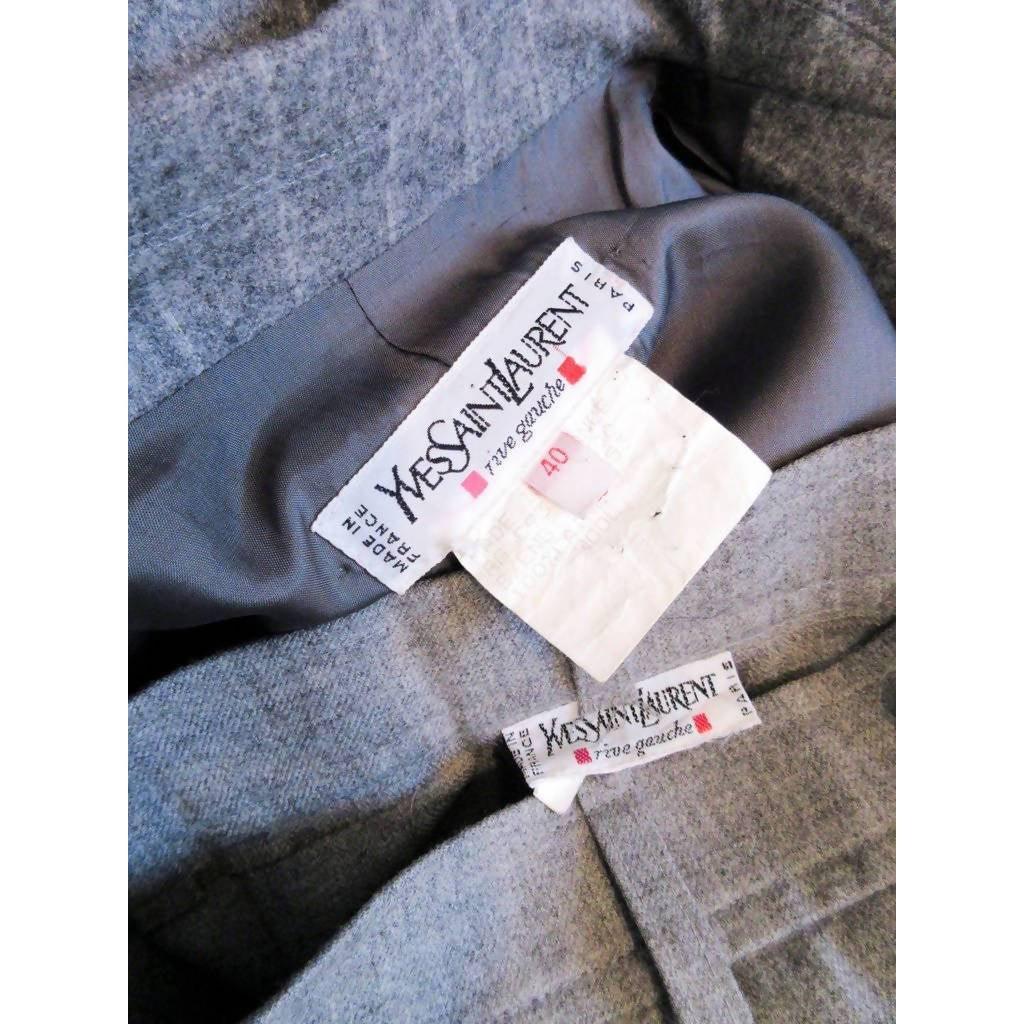 Pre-owned YVES SAINT LAURENT Grey Wool Trouser Set - theREMODA