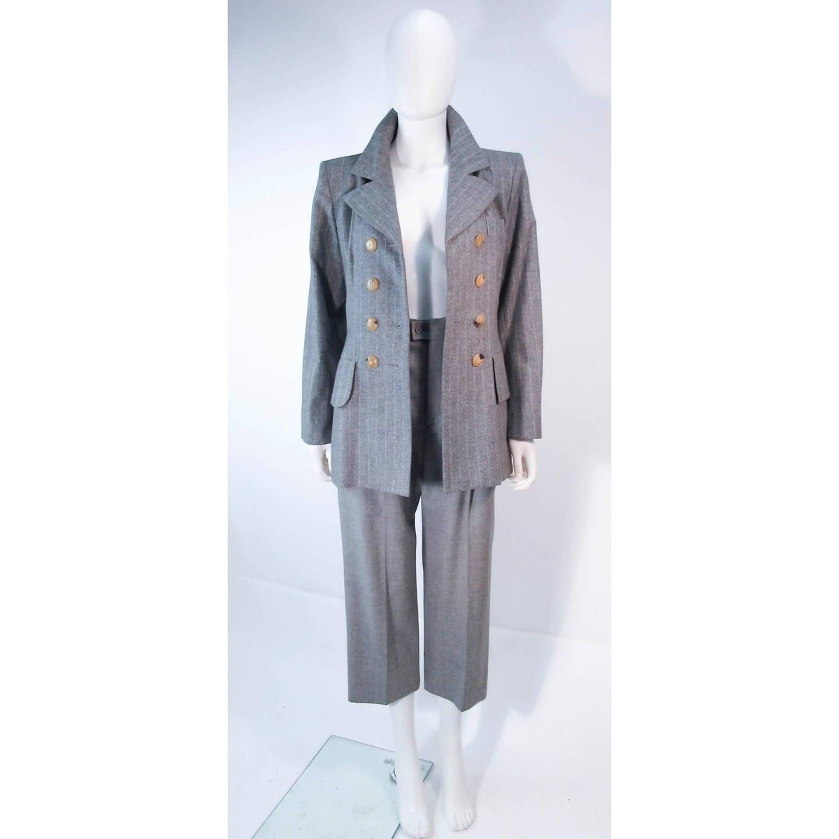 Pre-owned YVES SAINT LAURENT Grey Wool Trouser Set - theREMODA