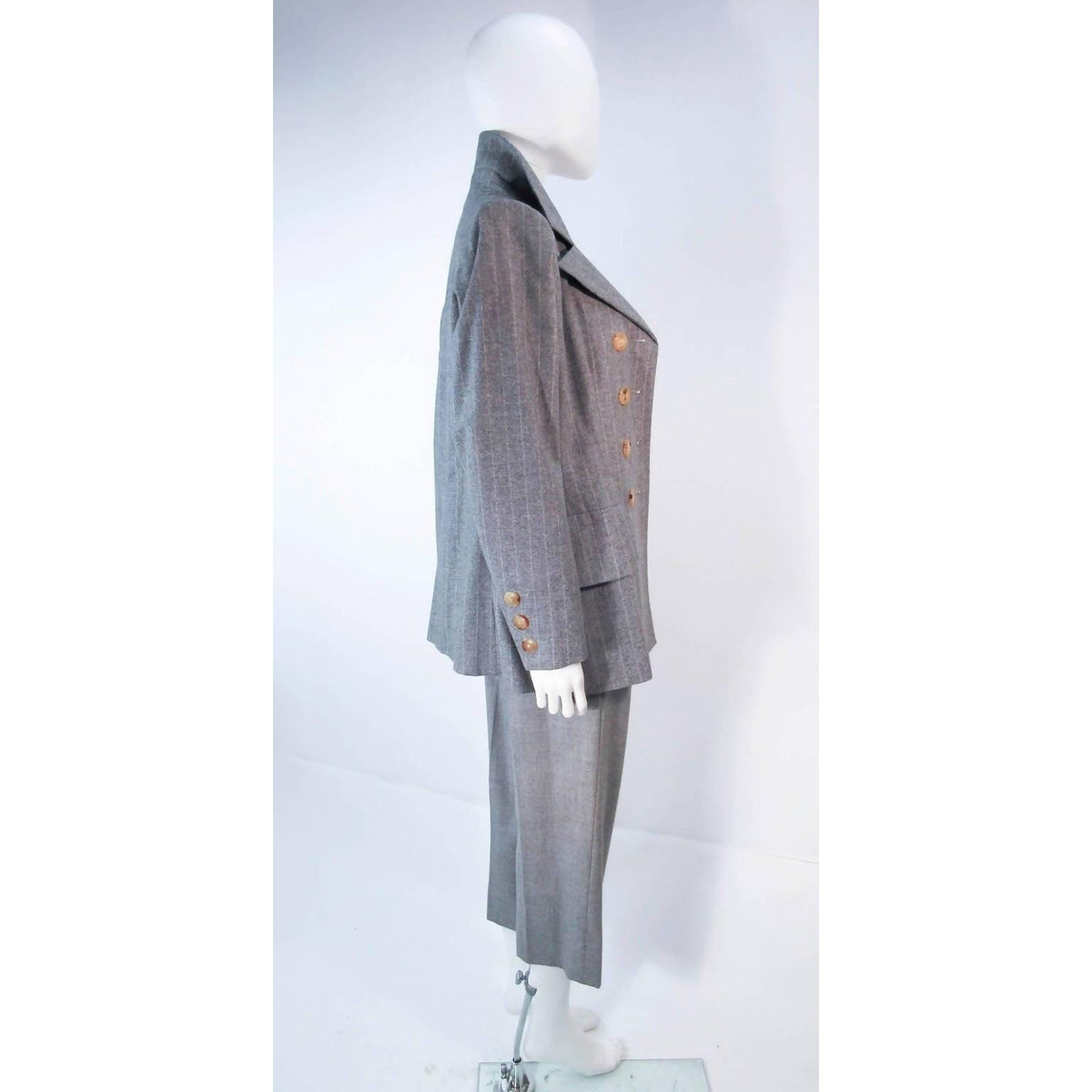 Pre-owned YVES SAINT LAURENT Grey Wool Trouser Set - theREMODA