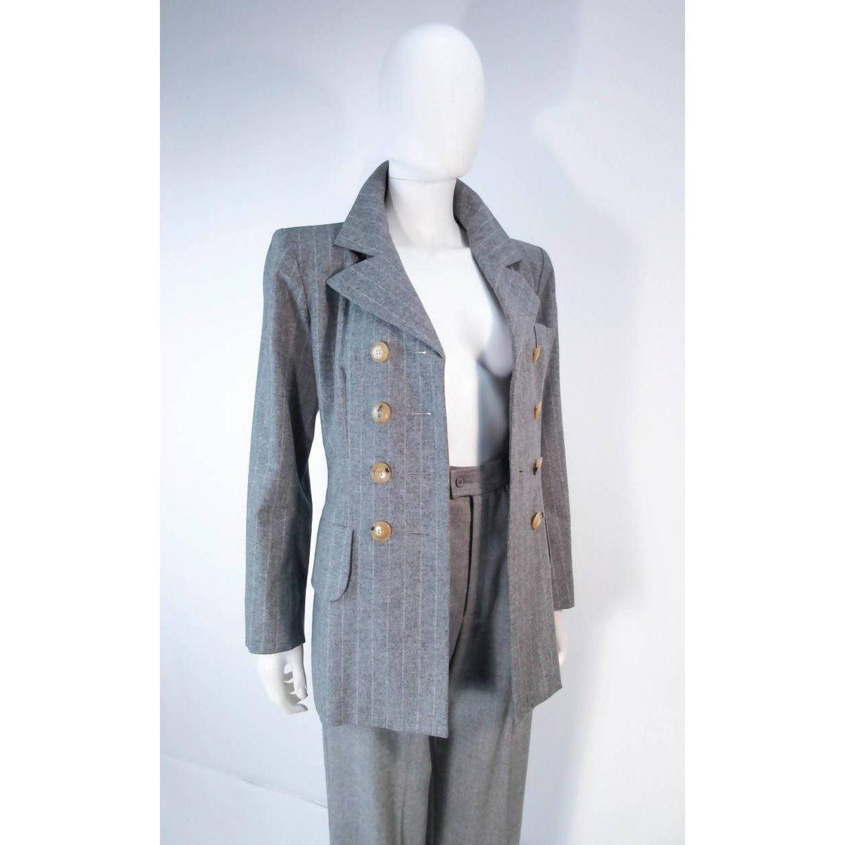 Pre-owned YVES SAINT LAURENT Grey Wool Trouser Set - theREMODA