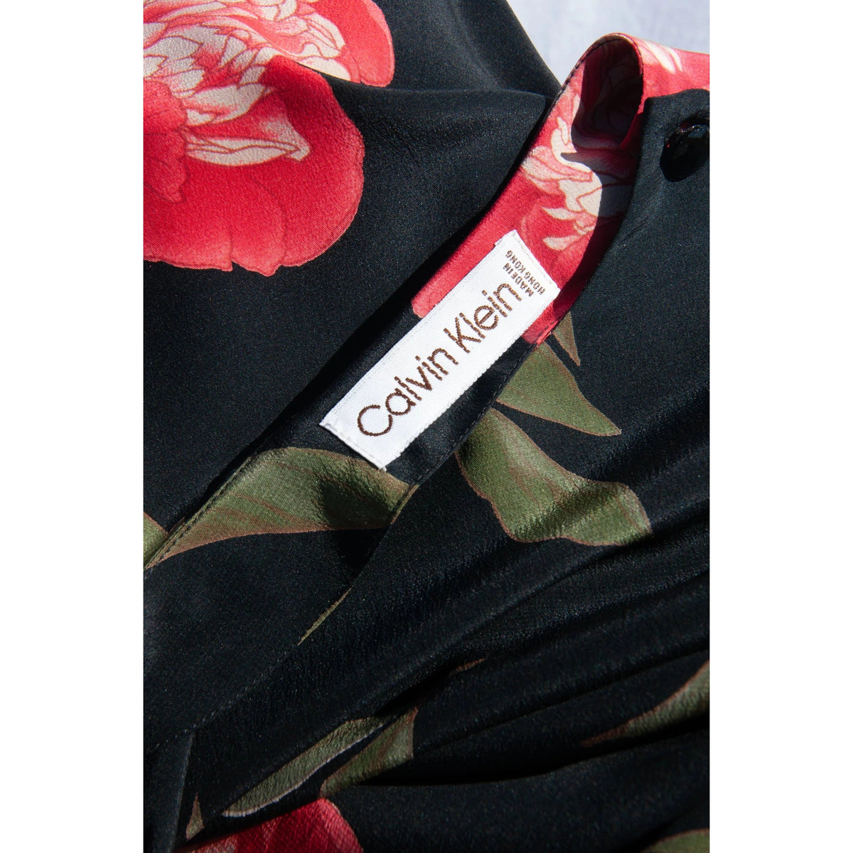 CALVIN KLEIN 80s Rose Print Silk Peplum Top - theREMODA