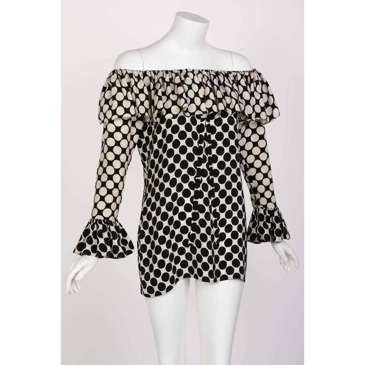 SAINT LAURENT Black & White Polka Dot Blouse | Size US 6 - EU 38 - theREMODA