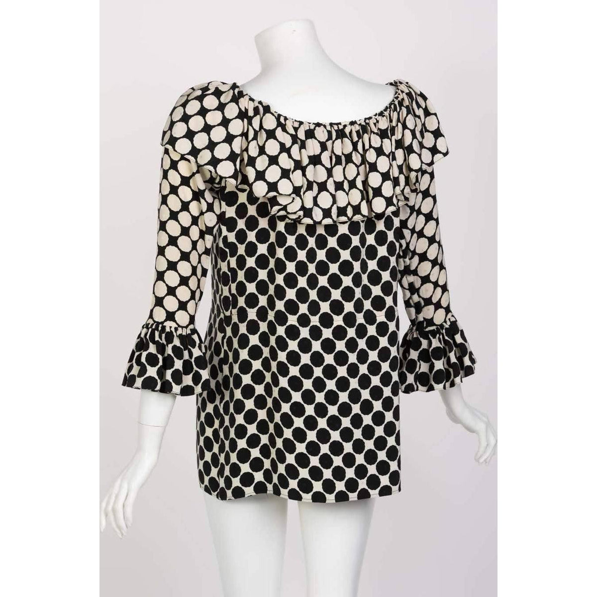 SAINT LAURENT Black & White Polka Dot Blouse | Size US 6 - EU 38 - theREMODA