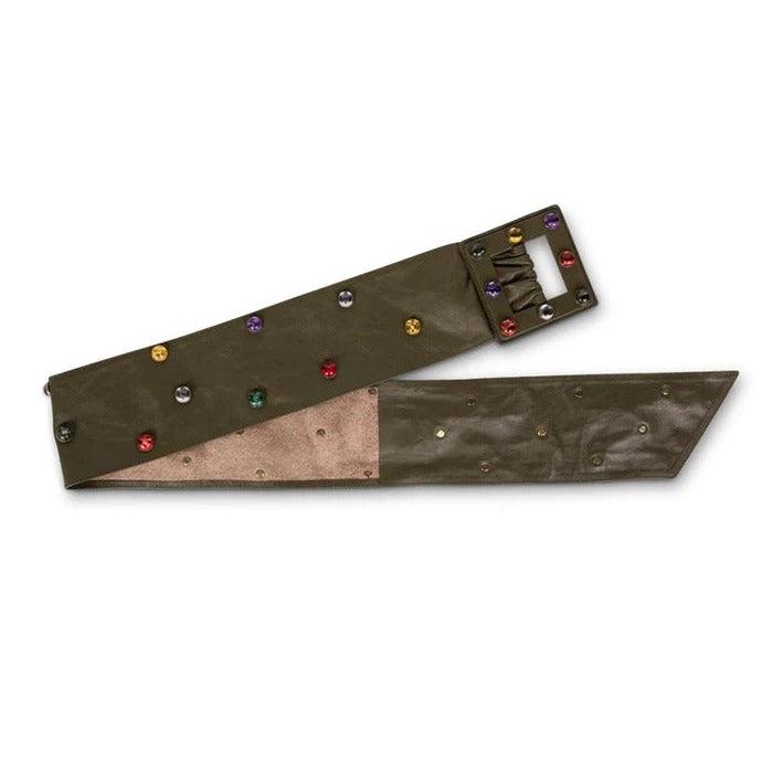 SAINT LAURENT Olive Wide Leather Jewel Belt - theREMODA