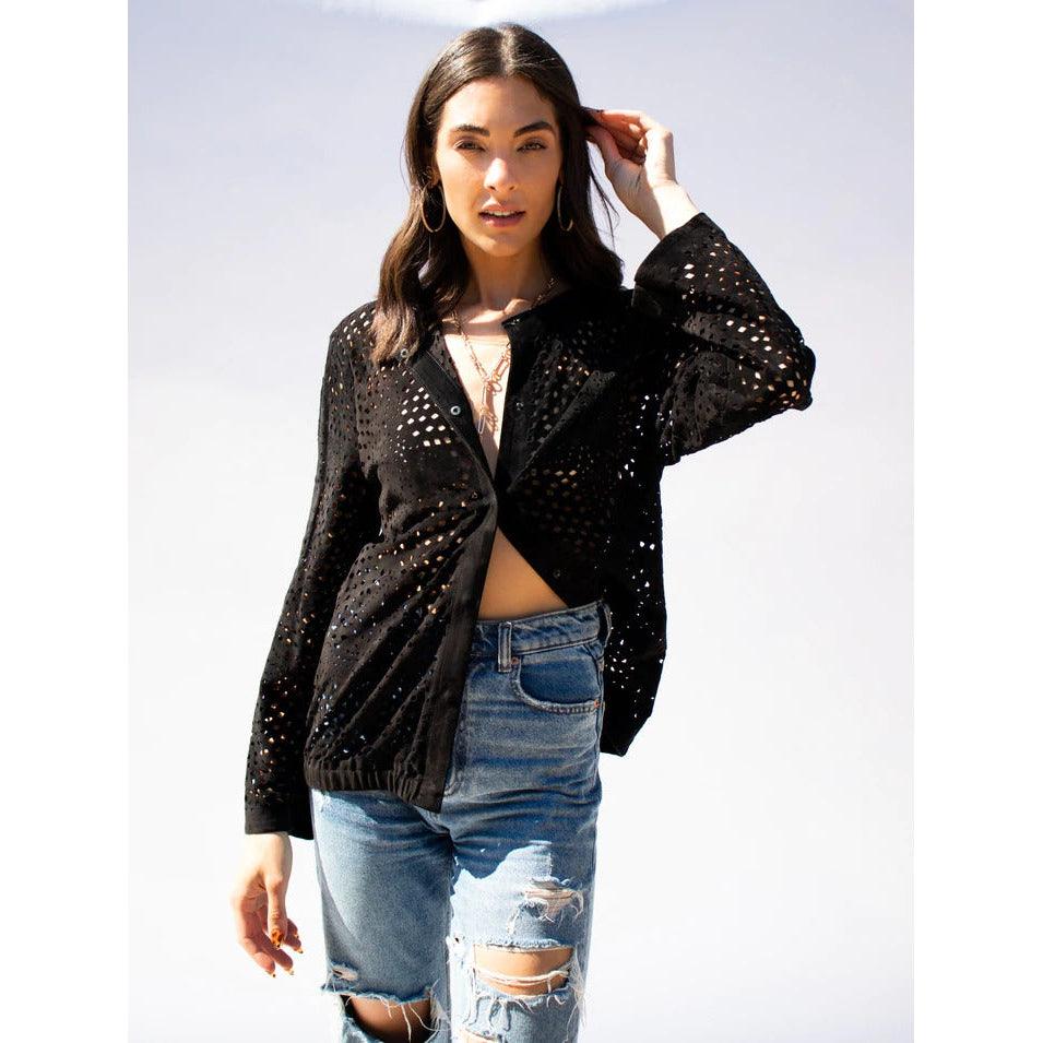 VALENTINO 1980's Black Cut Suede Cardigan |  M/L - theREMODA