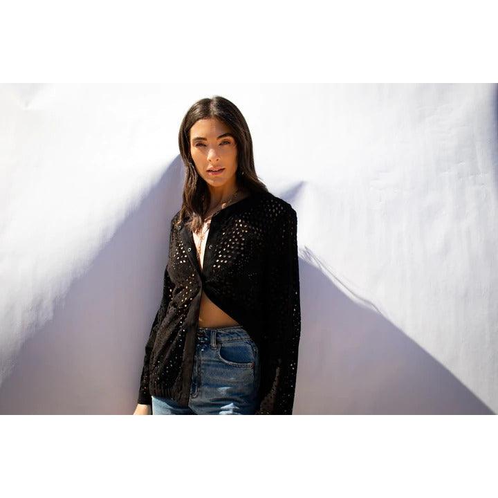 VALENTINO 1980's Black Cut Suede Cardigan |  M/L - theREMODA