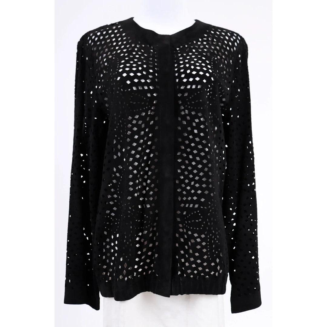 VALENTINO 1980's Black Cut Suede Cardigan |  M/L - theREMODA