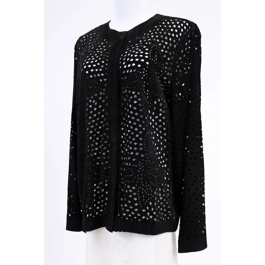 VALENTINO 1980's Black Cut Suede Cardigan |  M/L - theREMODA