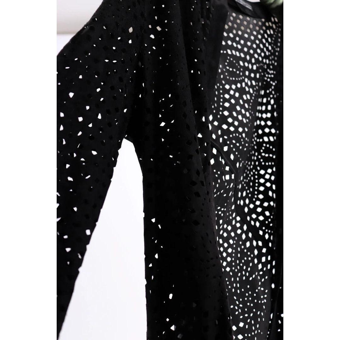 VALENTINO 1980's Black Cut Suede Cardigan |  M/L - theREMODA