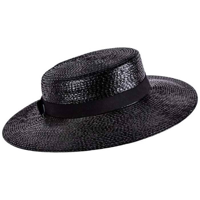 YVES SAINT LAURENT 1980's Black Straw Hat - theREMODA
