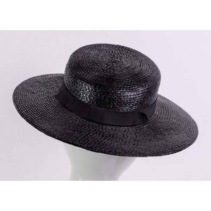 YVES SAINT LAURENT 1980's Black Straw Hat - theREMODA